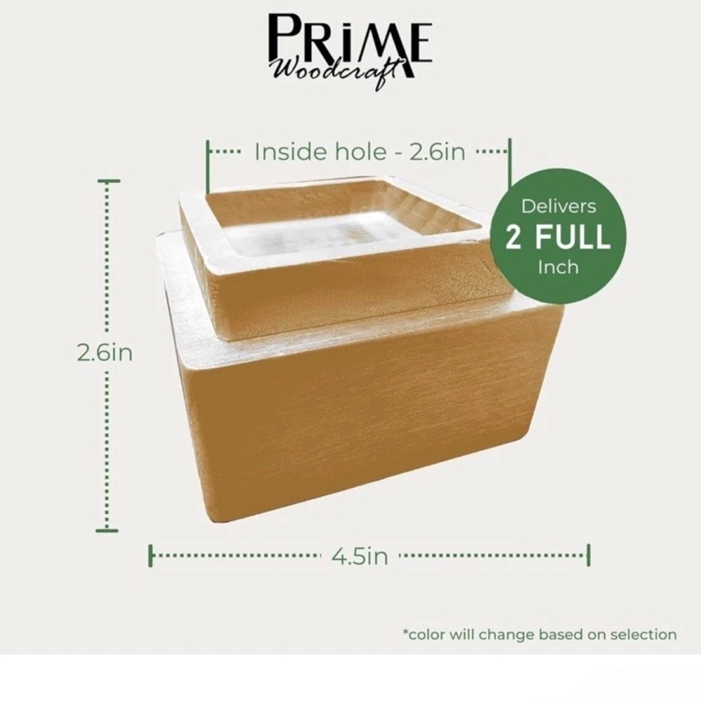 Prime Woodcraft Heavy Duty Walnut Wood Furniture Risers - 2 Inch Height, 4 Width